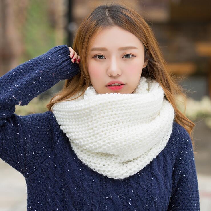 Women Scarf Unisex Winter Scarf Knitted Scarves Collar Neck Warmer Lady Crochet Ring Spain Loop