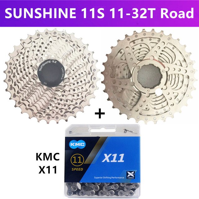 solskinn-sz mtb / landeveissykkel svinghjul 11/22/33 hastighet 11-25t/28t/32t/36t/40t/42t/46t/50t/52t kassett svinghjul og kmc  x11: Vei 32t og  x11