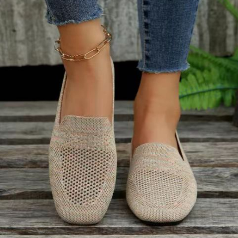 Einfarbig Karree Gittergewebe Halbschuhe Flache Frauen Flache Schuhe Weichen Boden betroffen Ballerinas Schuhe lässig Unterhose auf Stiefel Schuhe