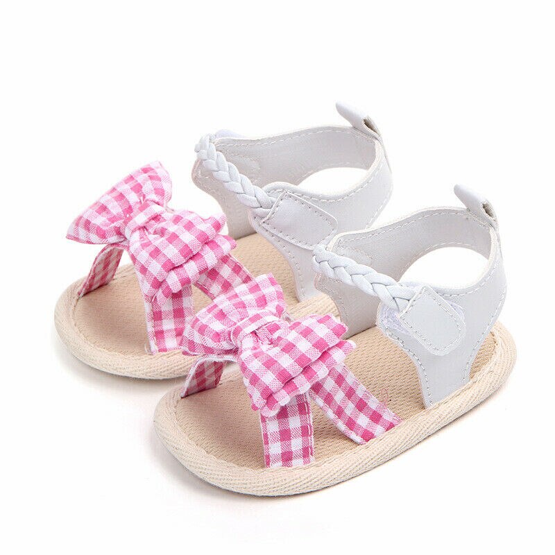 Zomer Zoete Pasgeboren Baby Meisjes Sandalen Prinses Streep Boog Soft Sole Crib Schoenen Baby Peuter Wandelaars Sandalen