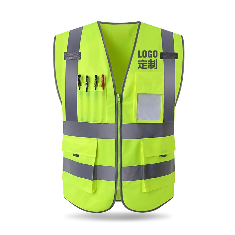 Reflecterende vest bouw techniek veiligheid beschermende kleding verkeer waarschuwing groene auto fluorescerende jas