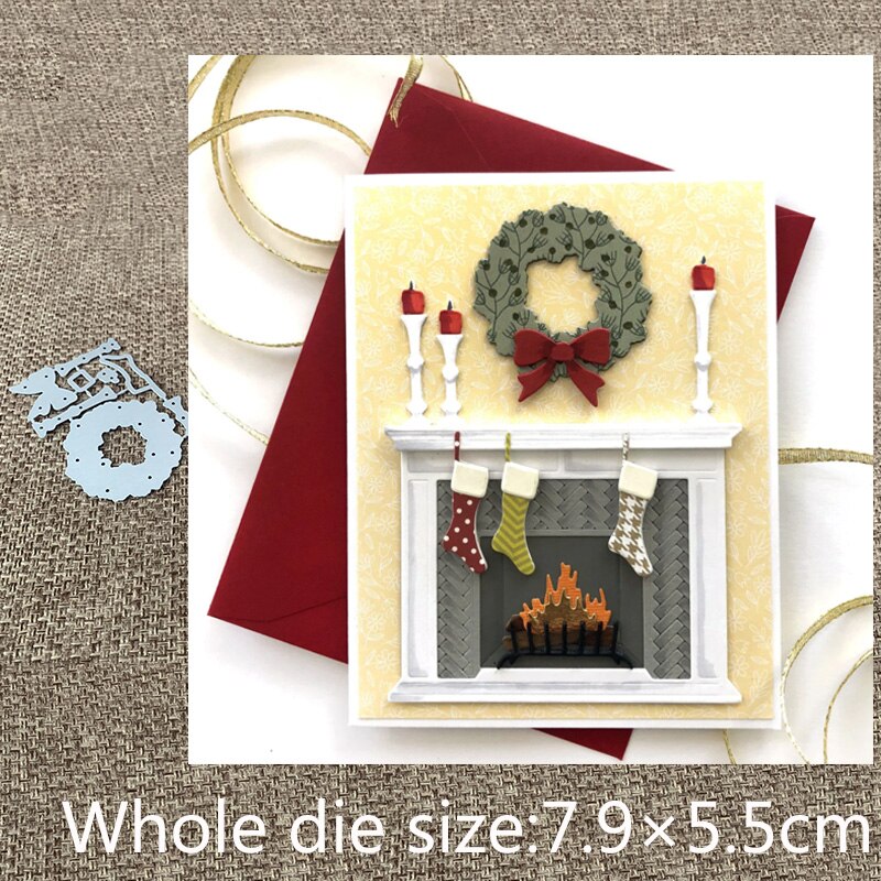 Craft Metal stencil mold Cutting Dies Modern Fireplace decoration scrapbook die cuts Album Paper Card Craft Embossing: wreath