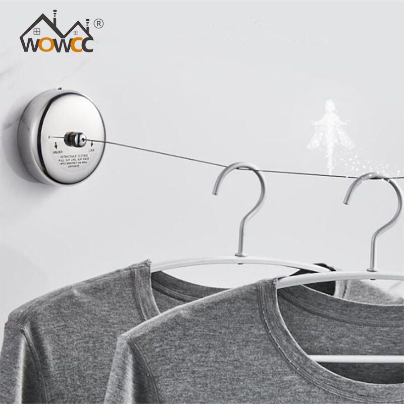 Séchoir à Linge Mural Rétractable Blanc – Pliable, ABS, Gain De Place