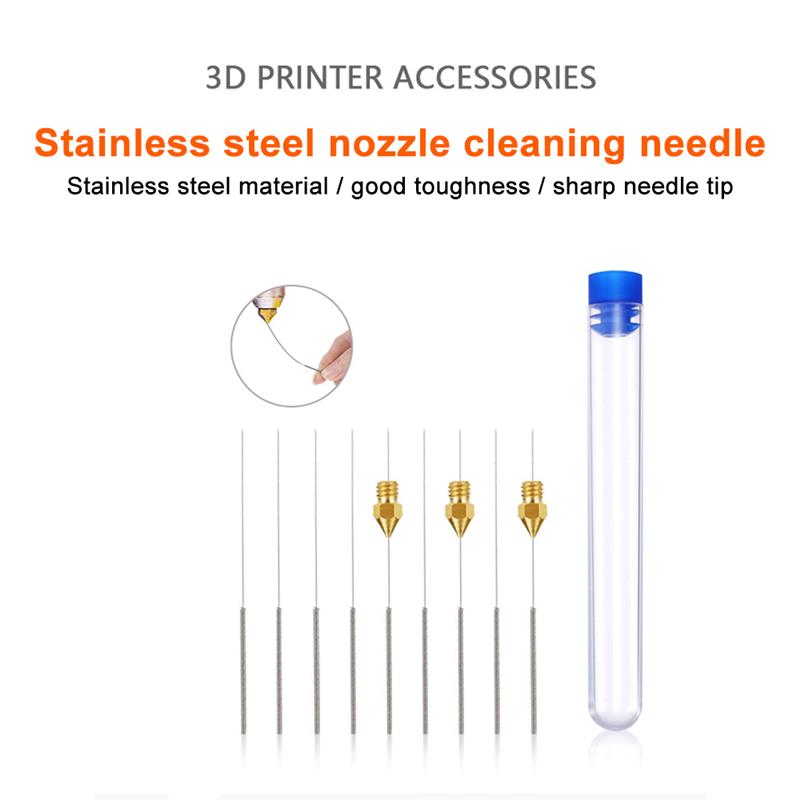10/50/100 stücke 3D Drucker Teile Düse Reinigung Nadeln Kit Edelstahl 0,2mm 0,25mm 0,3mm 0,35mm 0,4mm Nadeln Für V6 Düse