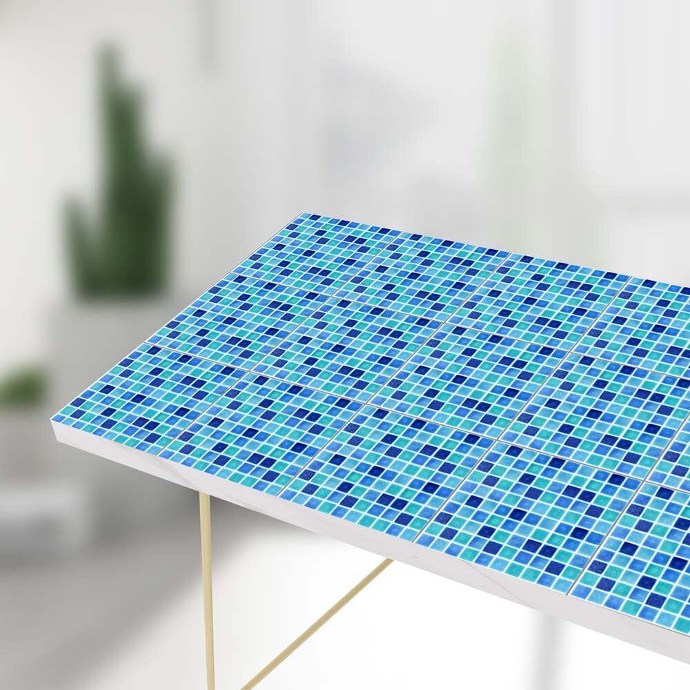10 stuks/set platte kristal mozaïek tegel muurstickers waterdicht anti-olie zelfklevend blauw doe-het-zelf muurschilderingen huisdecoratie peel & stick