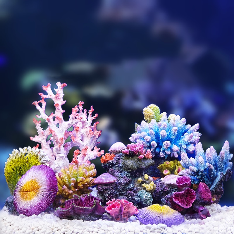 DW En Résine D'aquarium De Corail Artificiel Décoration Poisson Récif De Corail Pierre D'ornement Corail Fleur Décor Fond D'aquarium