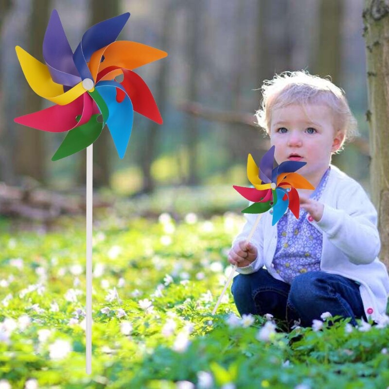 Hbb 1pc farverige vindmølle havehave fest camping vind spinner ornament dekoration børn udendørs legetøj