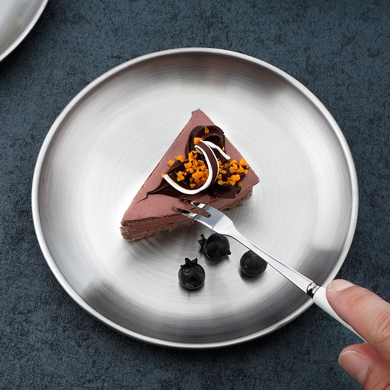 201 nierdzewny stal stek talerz płaski talerz 14-30cm 90-390g wartość plan Zachodni deser talerz obiad talerz