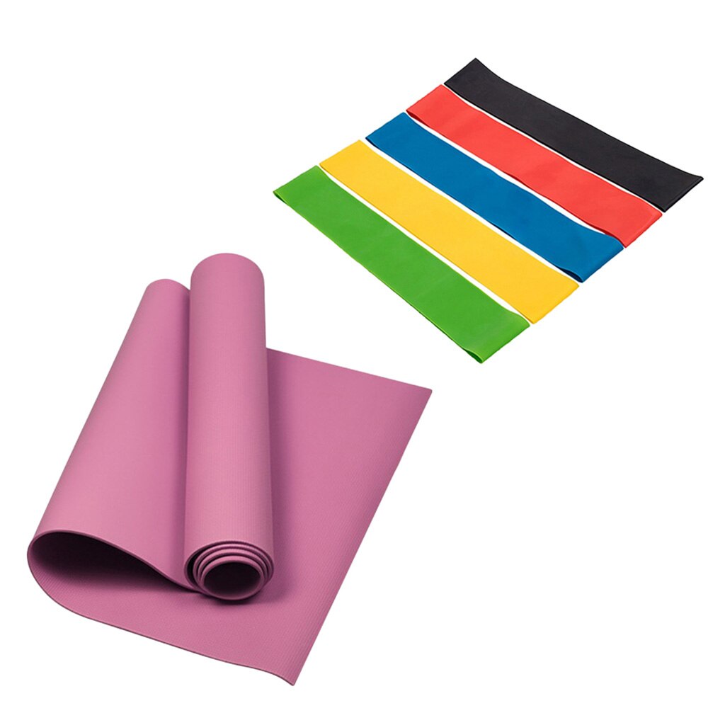 Premium Yoga Mat Pad Resistance Bands Loop Set Gym Exercise Fitness Butt Lift: Pink