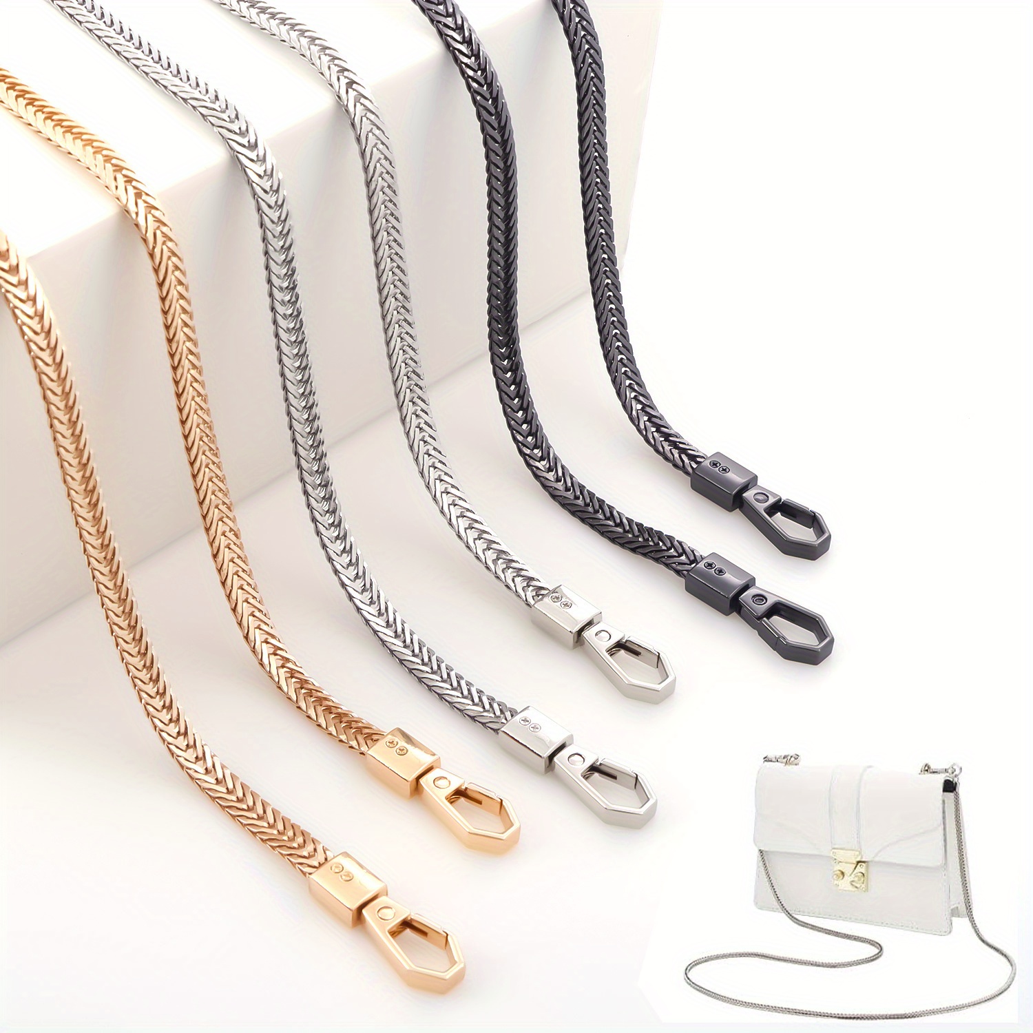 Chaînes de sac serpent, sangle de chaîne de remplacement de 7mm de large, chaînes en métal pour portefeuille, fourre-tout, sac à bandoulière