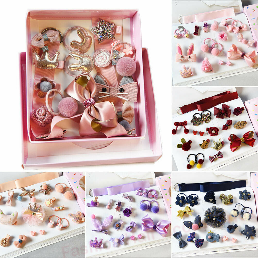 Kinderen Accessoires 18 Stks/sets Prinses Baby Kids Meisje Baby Hoofdband Grosgrain Haarelastiekjes Clips Haar Clips Touw Set