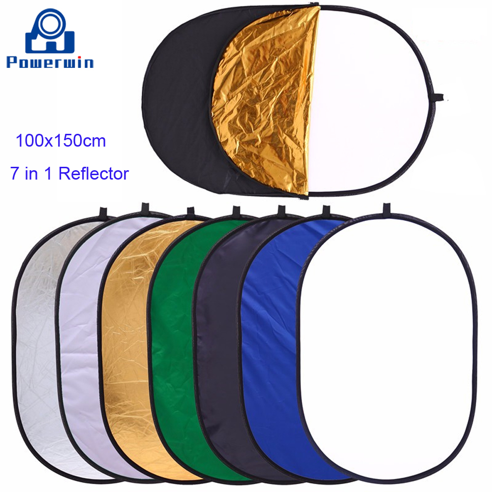 Powerwin 7 in 1 Oval Reflector 100x150cm Collapsible Disc DSLR Camera Flash Studio Video Light Stand Softbox Diffuser Backdrop