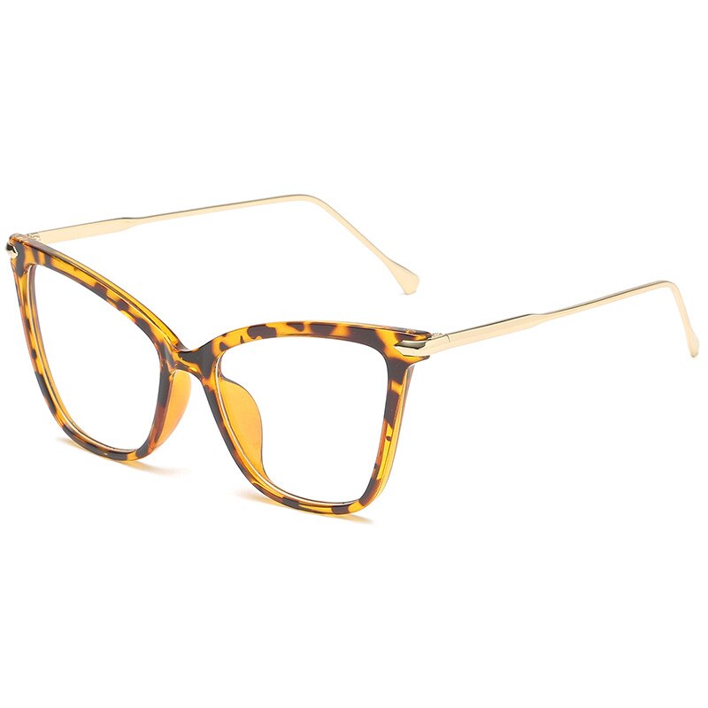 Monturas para gafas de gato YOOSKE, marco de Metal para mujer, Disgner, gafas ópticas para mujer, monturas transparentes, gafas Vintage: Leopard