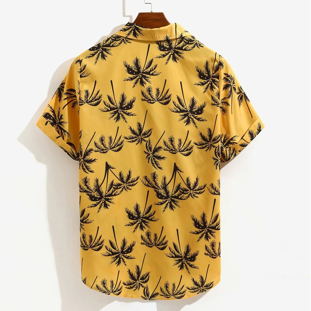 Mænds skjorte herre trykte hawaiianske løse strandtøj kortærmet afslappede knapper skjorte m -3xl hauts pour hommes plus størrelse