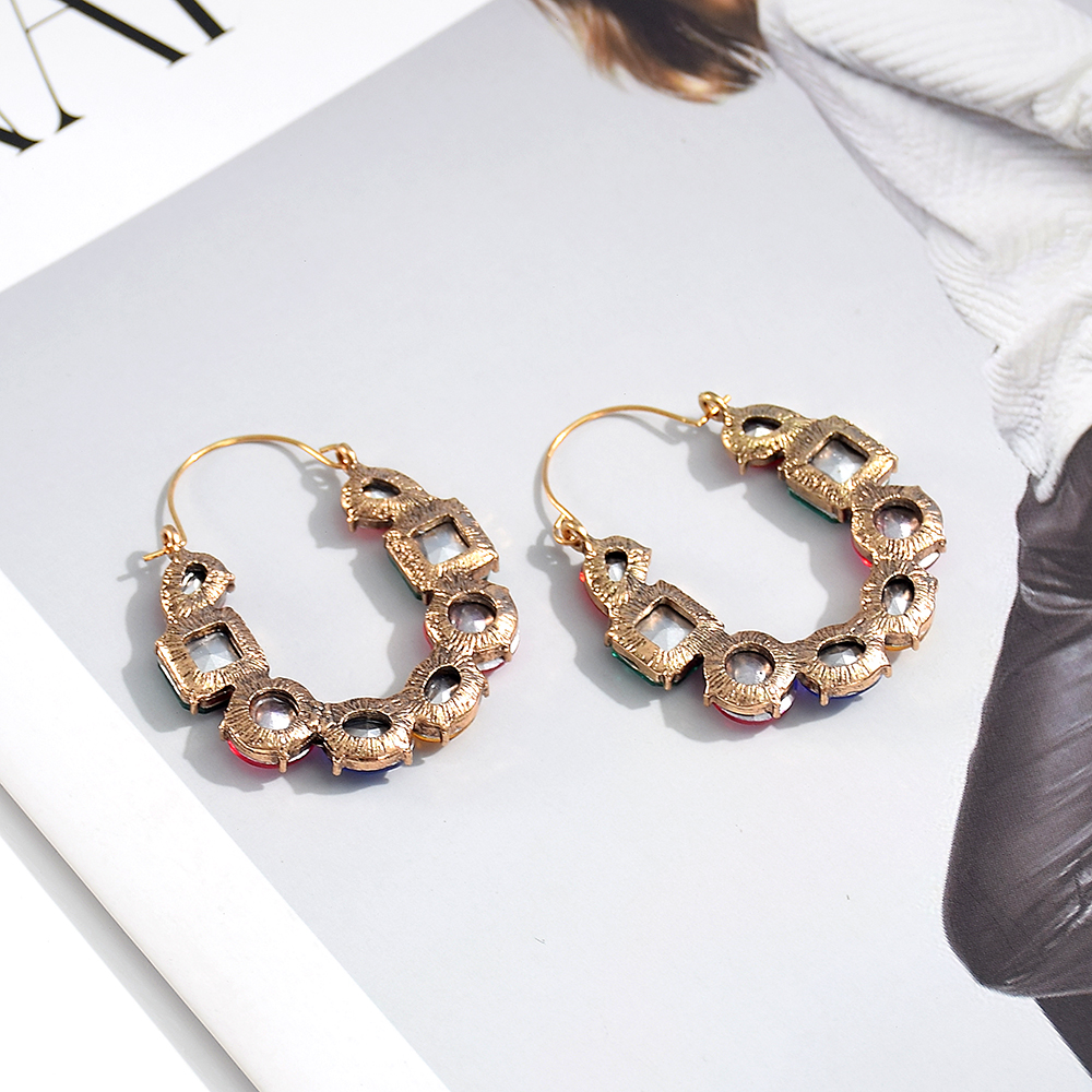 -Sell Colorful Rhinestones Metal Long Dangle Earring High Trendy Crystal Jewelry Accessories For Women