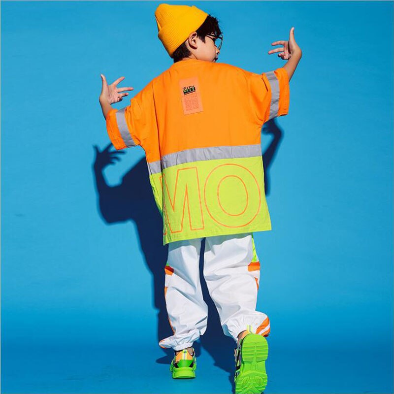 Kids Wedstrijden Hip Hop Dansen Outfits Oversize T-shirt Dance Jogger Broek Jazz Dans Slijtage Kostuums Kleding Voor Jongens Meisjes
