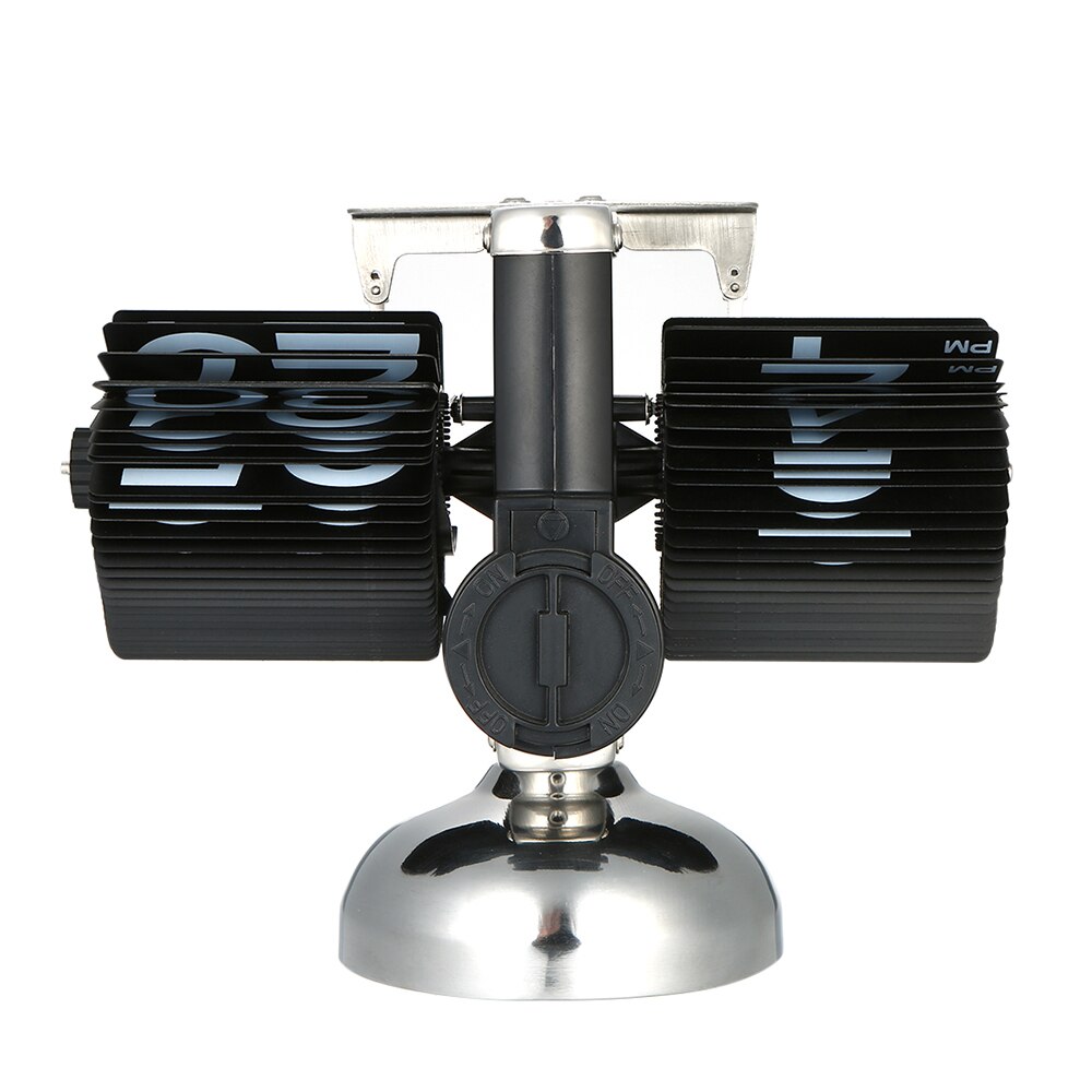 Table Clock Auto Flip PVC Number Display Gear Operated Quartz Clock Retro Black/White Home Decoration Desk Clock Kids