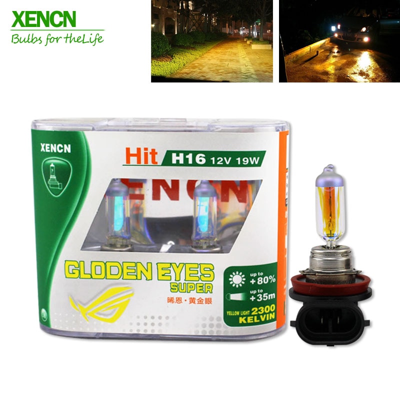 Xencn H16 12V 19W 2300K Gouden Ogen Super Geel Licht Auto Koplampen Bollen Duitsland Fog Halogeen lamp 30% Meer Licht 2Pos