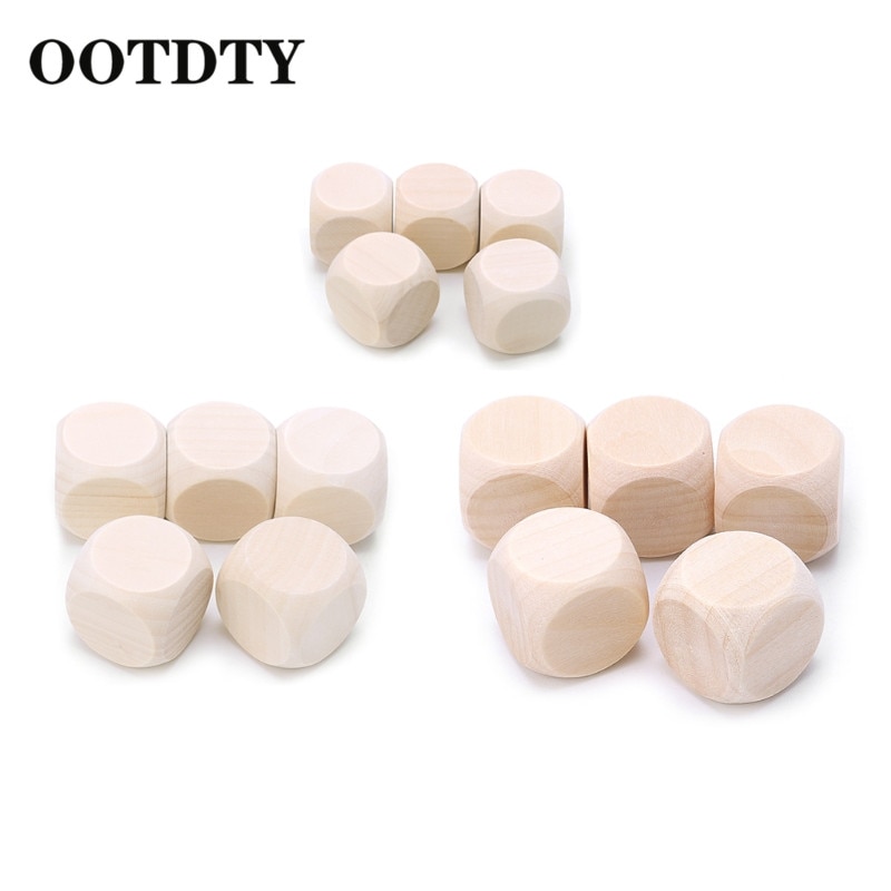 OOTDTY 5 uds dados de madera en blanco grabado de chico Graffiti DIY Juguetes Juegos de familiar dados de madera