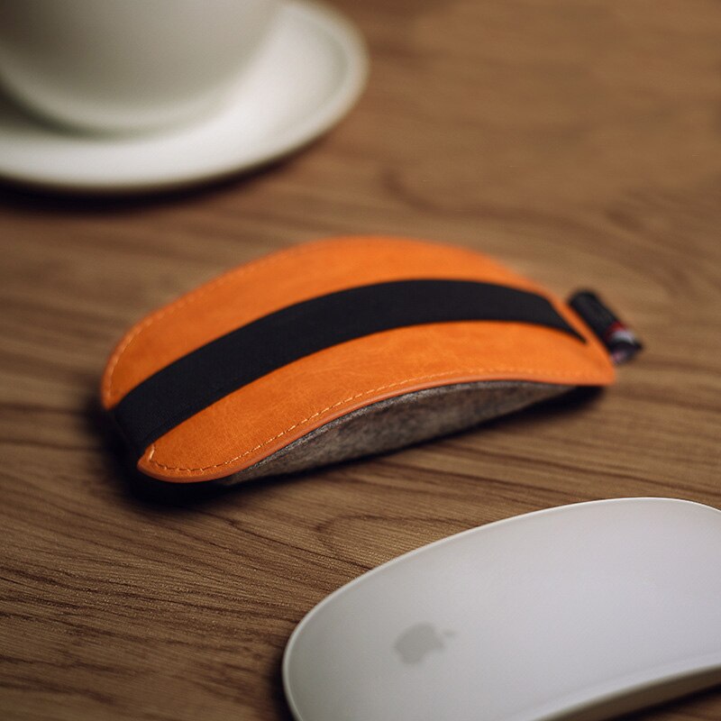 Oranje Pu Mouse Pouch Case Muizen Case Opbergtas Voor Apple Magic Mouse Computer Dekking