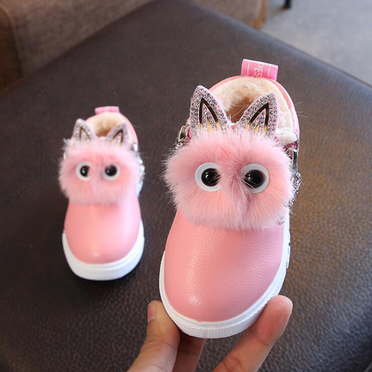 Meisjes laarzen martin meisjes schoenen winter pantoffels voor kinderen bont binnenkant winter laarzen baby: Roze / 6