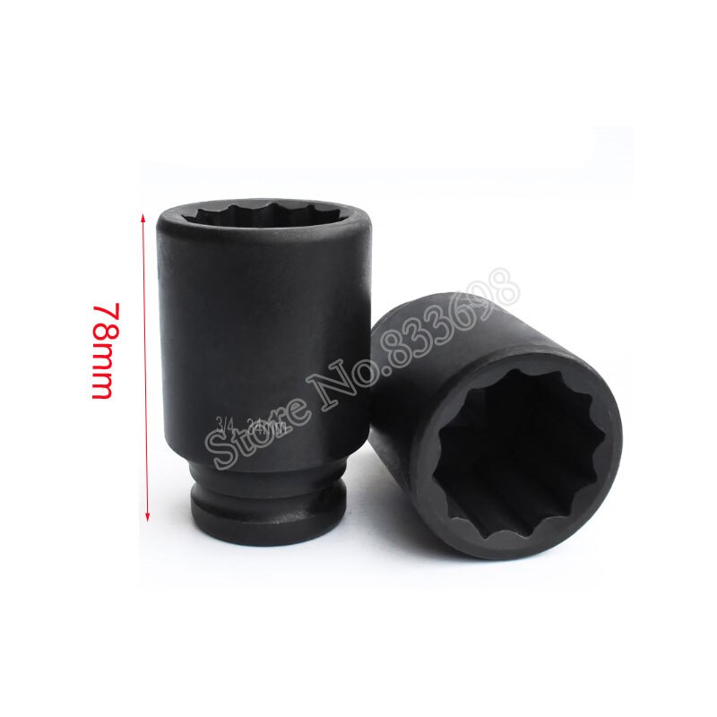 MeaccelerDeep Wall Air Adopter Impact Socket Set, Pneumatique, Outil de réparation automatique, 3/4 ", 78mm de long, 12 points, 1 Pc
