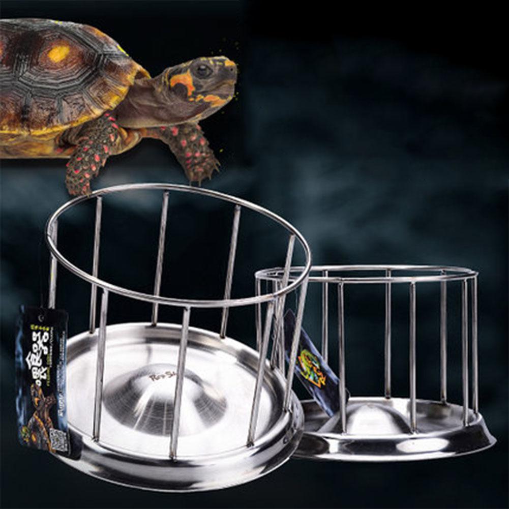 HiMISS Steel Pet Tortoise Food Bowl Turtle Water Food Tray Food Dispenser Feeding Tool