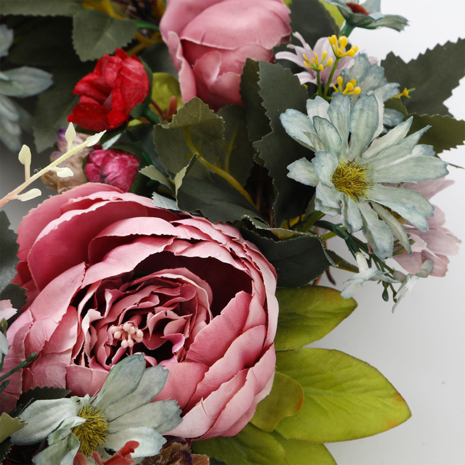 Lente Pioenroos Bloem Krans Boerderij Bloemen Krans Met Groene Bladeren Voor Voordeur Decoratie