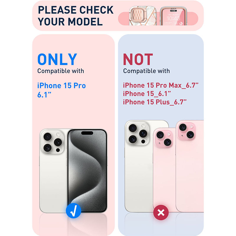 Voor Iphone 15 Pro Case 6.1 "I-BLASON Cosmo Mag Stijlvolle Full-Body Beschermhoes Met Ingebouwde Schermbeschermer Camerahoes