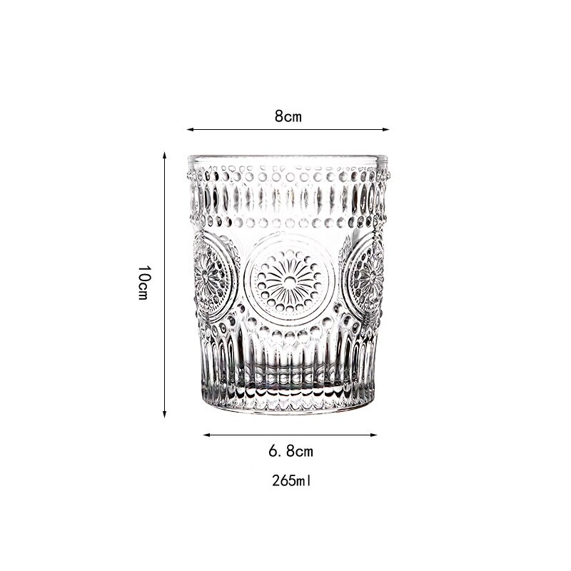 Vasos de vino de colores soplados a mano sin plomo para beber vasos de vidrio para vino tinto blanco jugo leche café taza sol flor vasos de vidrio: ClearLow1
