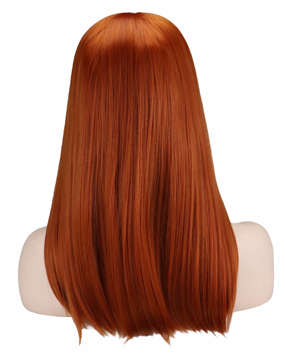 QQXCAIW Women Medium Long Straight Cosplay Dark Orange 50 Cm Synthetic Hair Wigs