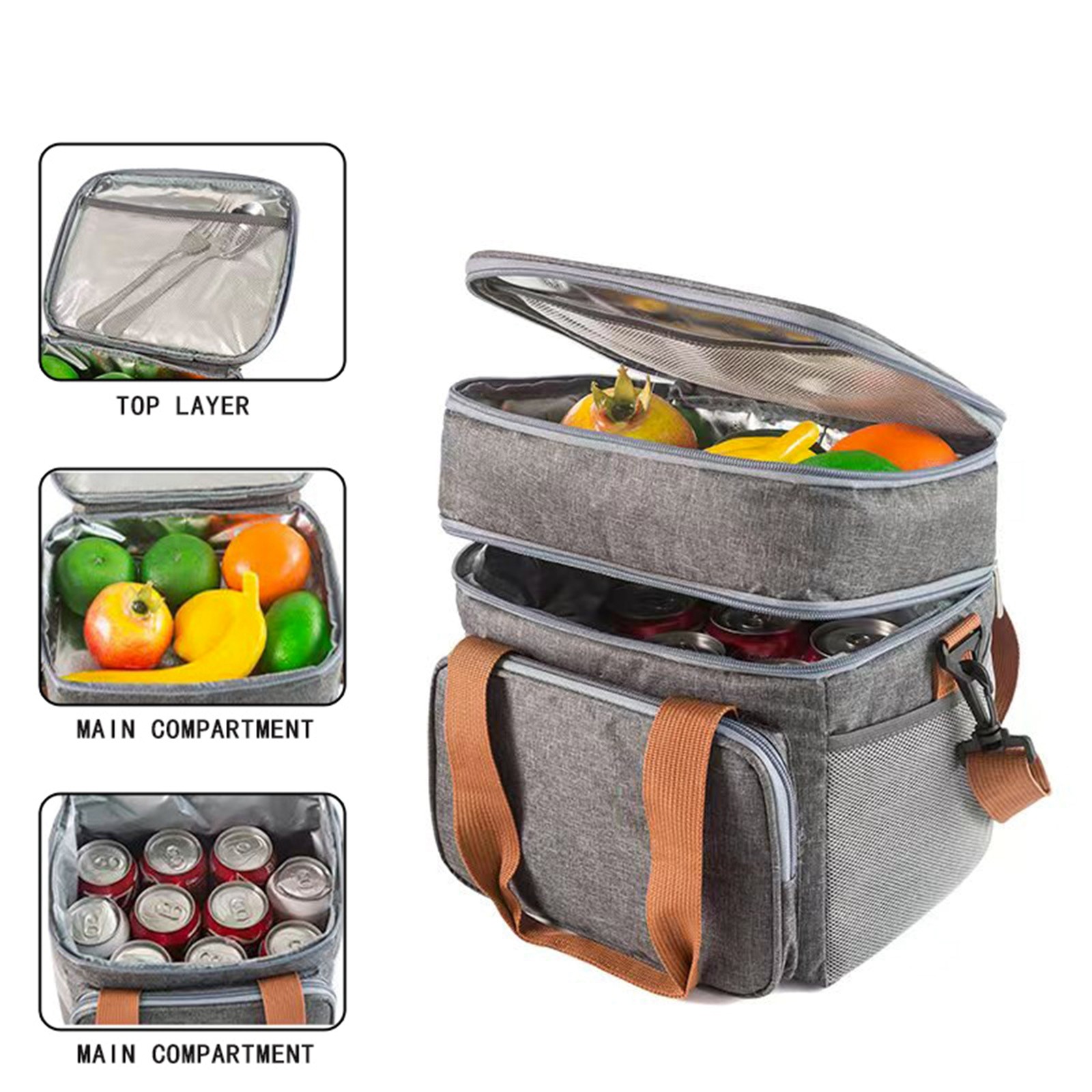 Portable Thermal Lunch Bag Picnic Food Cooler Bags Insulated Case Durable Waterproof Office Lunchbag Shoulder Strap Cooling Box