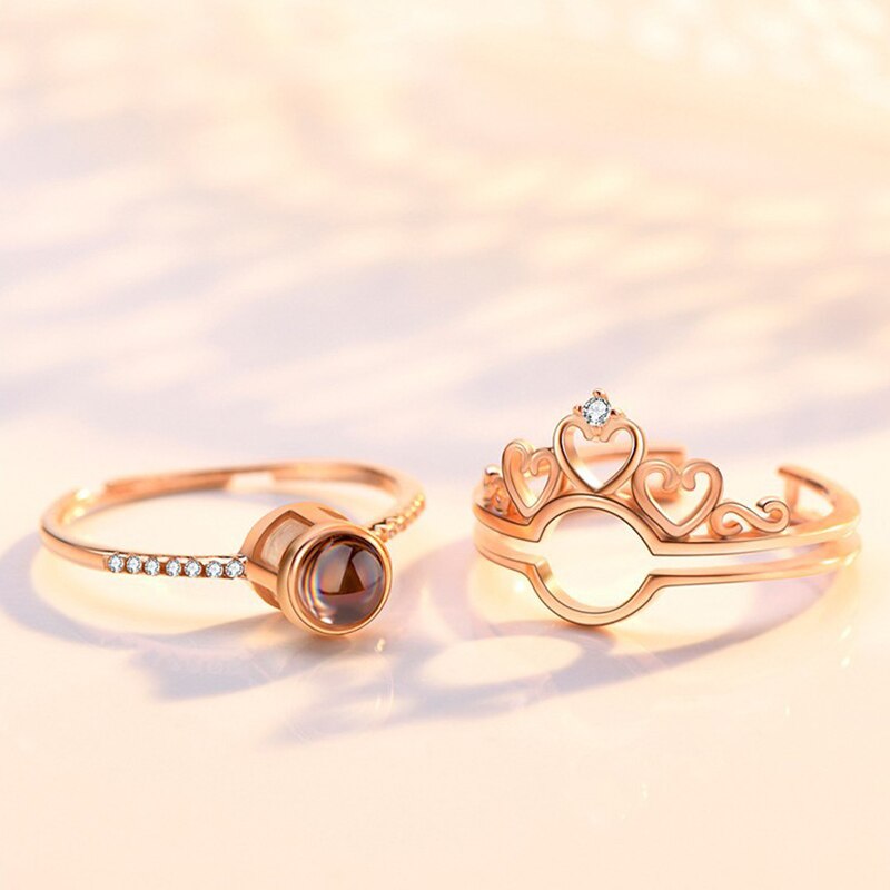 100 Talen I Love U Liefde Ringen Projectie Rose Gouden Ring Romantische Liefde Geheugen Wedding Ring Sieraden