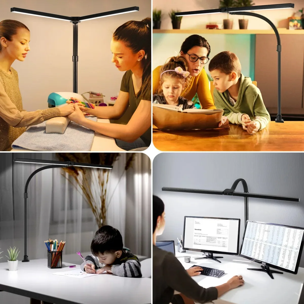 Lampada da scrivania a doppia testa singola con clip a LED Lampade da tavolo per computer dimmerabili Lampada da tavolo per architetto con luce per monitor per luci da lettura per ufficio