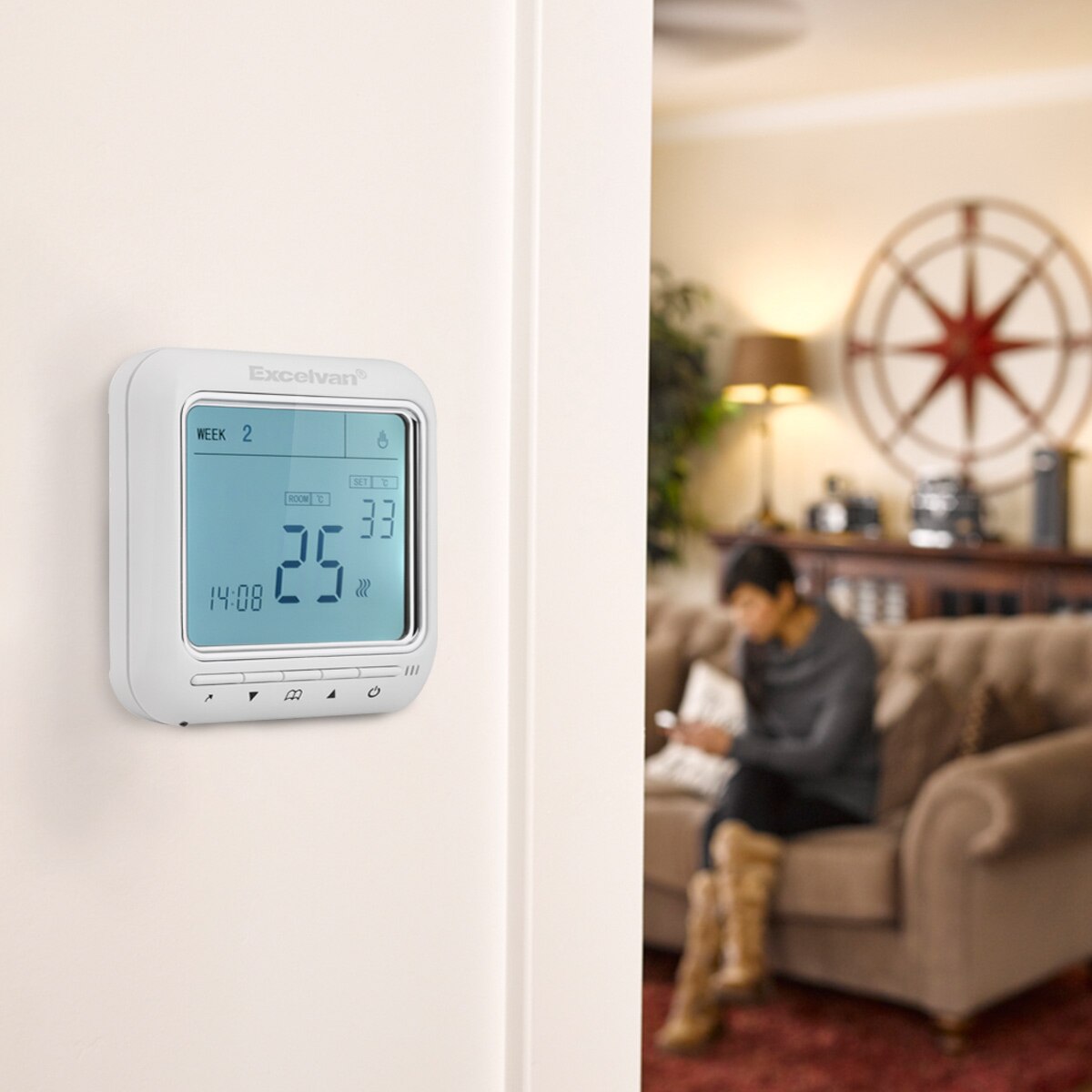 Excelvan Digital Temperature Controller LCD Display Touch-Screen Room Thermostat Weekly Programming Electric Thermoregulator