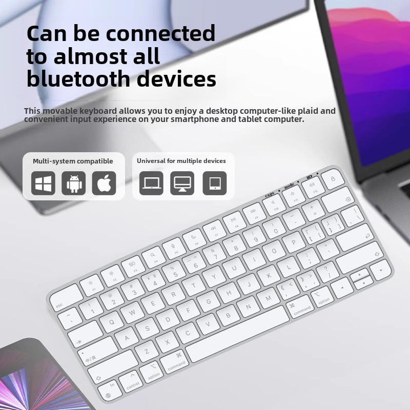 iPad, Bluetooth Tablet, Wireless Keyboard, Portable Thin and Light Keyboard, Silent Keyboard Solid Color Ultra Light Universal