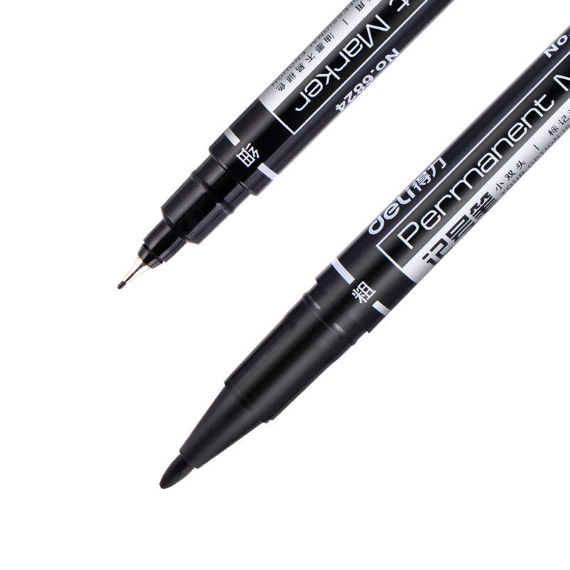 9pcs Permanent Markers dual tip 0.5mm/1mm Nib Black blue red Art Marker Pens Student School Office Supplies Student Stationery