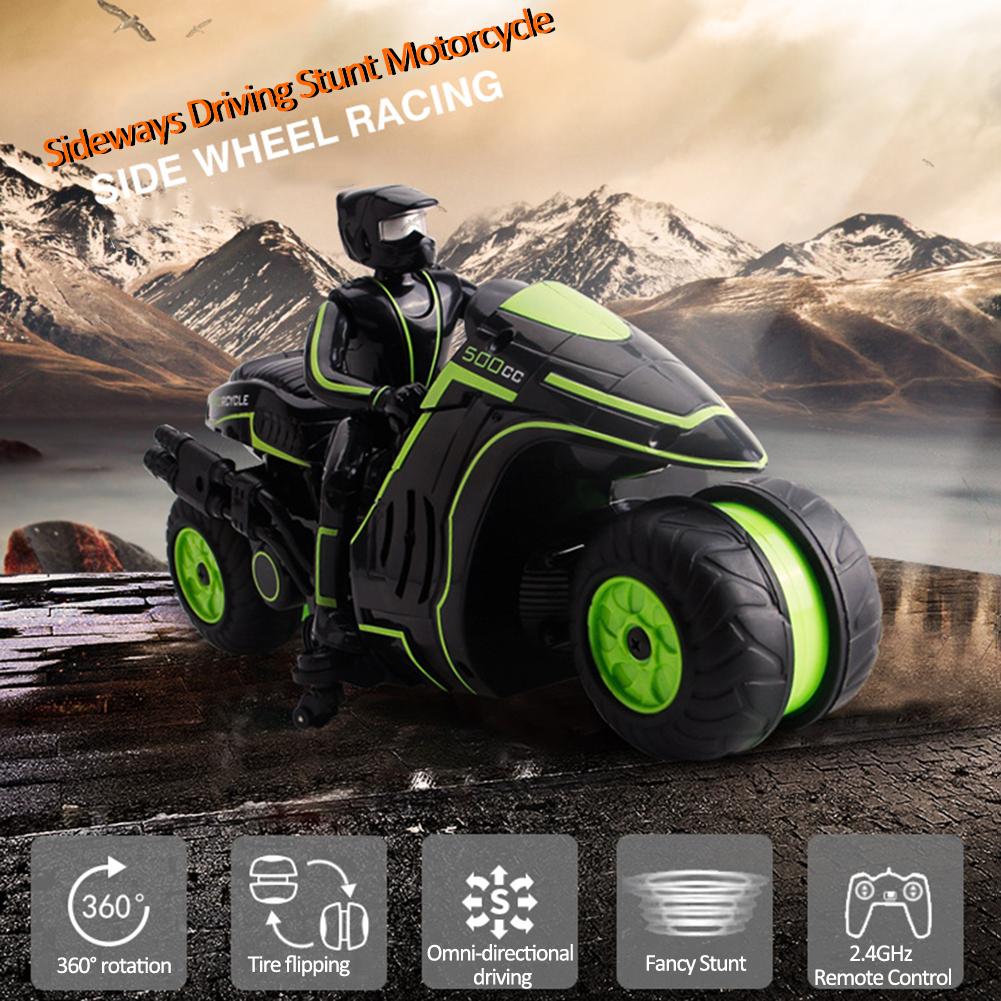 2.4g rc stunt motorcykel venstre-højre drift 360 graders rotation fjernbetjening elektrisk motorcykel legetøj til drenge piger børn