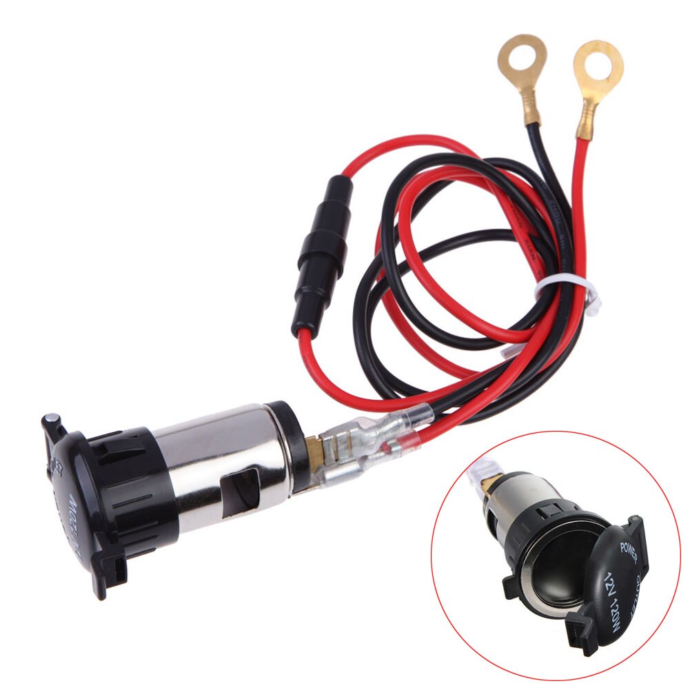 Universal Motors 12v 120W Car Cigarette Lighter Socket Heat Resistant Plastic Motorcycle Power Cigarette Lighter Socket