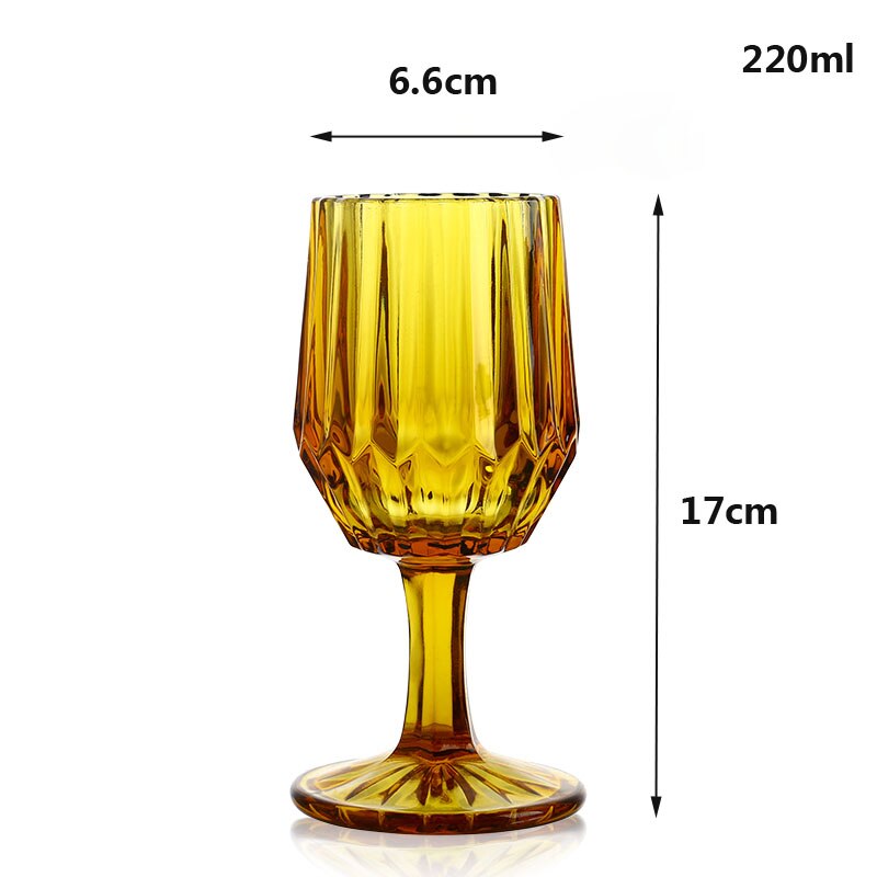 Retro loodvrij Kristal glas Cups Kleurrijke glas Whisky Glas Hoge Capaciteit Bier Glas Wijn Beker Bar Hotel Party drinken ware: Yellow 220ml