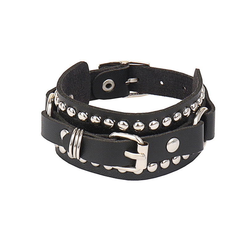 Retro rockröd rosa stjärna dödskalle spikarmband punk hjärtarmband svart nitad pu-läderarmband för män kvinnor herrsmycken: Koboltviolett