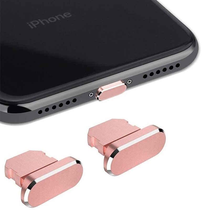 2 Stuks Aluminium Anti Stof Plug Voor Iphone 13 12 Mini 11 Pro Max Xs 8 Plus Ipad Airpods apple Serie Lightning Port Cover: 2 PCS Rose gold