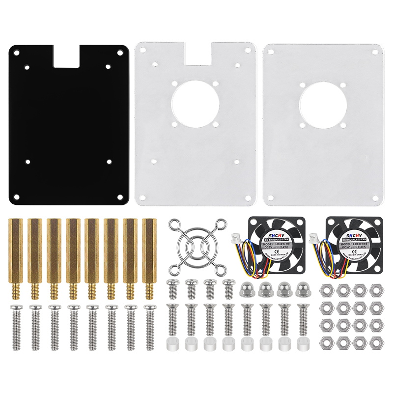 Raspberry Pi 5 Acrylic Case Transparent Shell with PWN Cooling Fan Stackable Plate Case for RPI 5 Pi5 Cluster DIY Electronic: GRAY