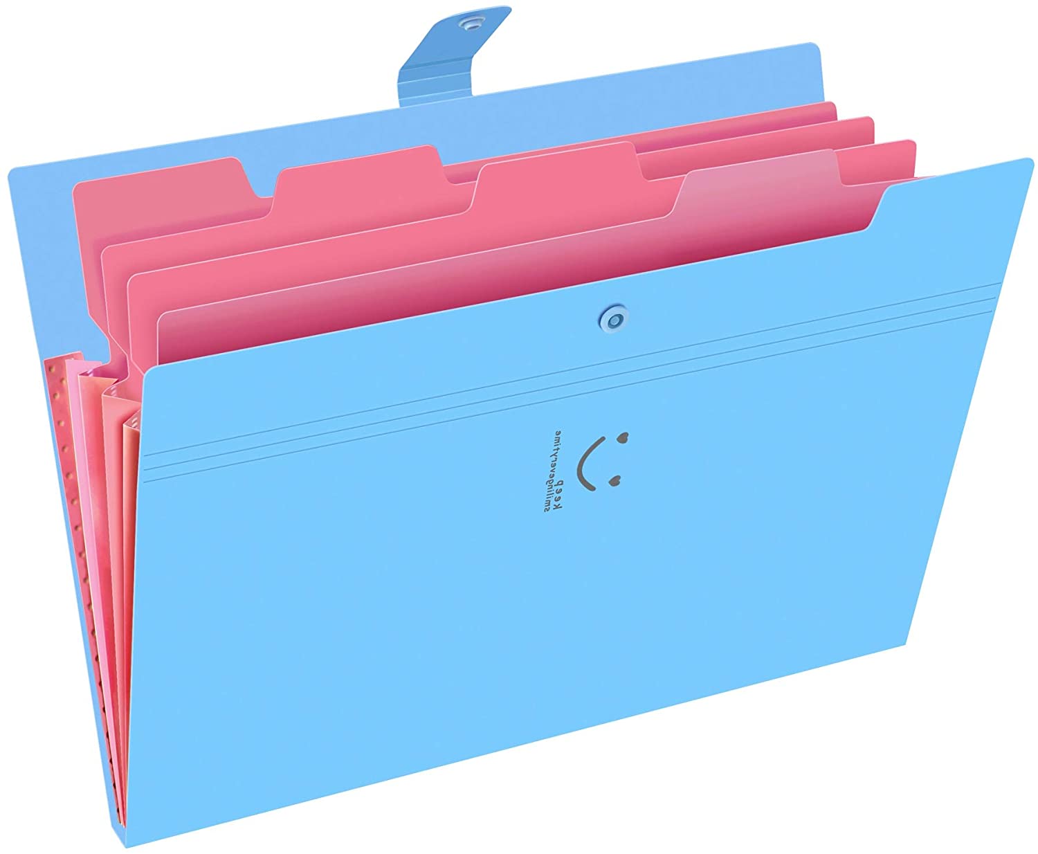 Expanding File Folders 5 Pockets Document Organizer A4 Letter Size Plastic File Folder with Labels Document Holder: Blue