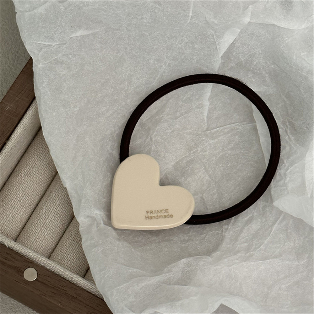 Cuerda para el cabello de acetato a la , lazos para el cabello en forma de corazón, coleteros para niña, tocado para moño, accesorios para el cabello Hokder con cola de caballo: Blanco