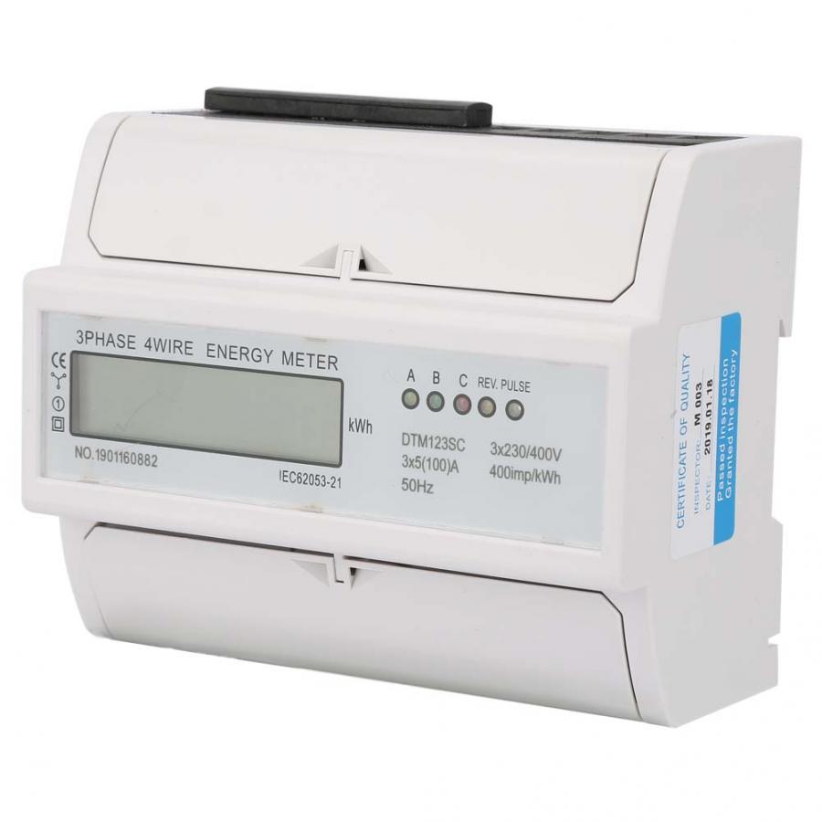 3 Phase Power Meter 230/400V 5-100A Energy Consumption Digital Electric Power Meter 3 Phase KWh Meter with LCD Power Meter