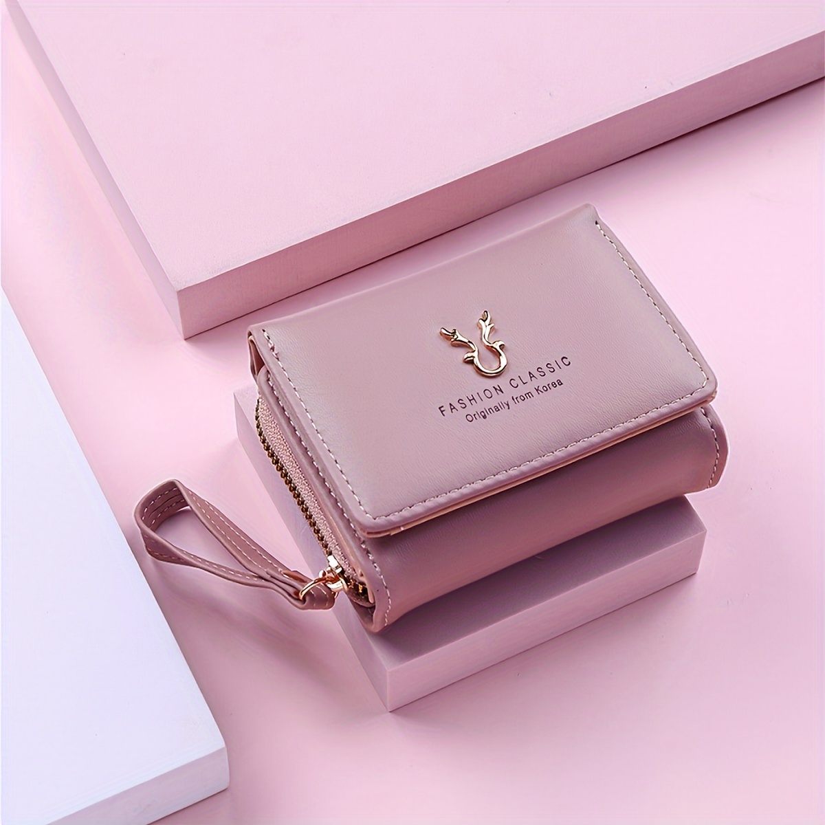 Classic Three Fold Wallet Coin Card Storage Women's Casual Student Small and Large Capacity: PURPLE