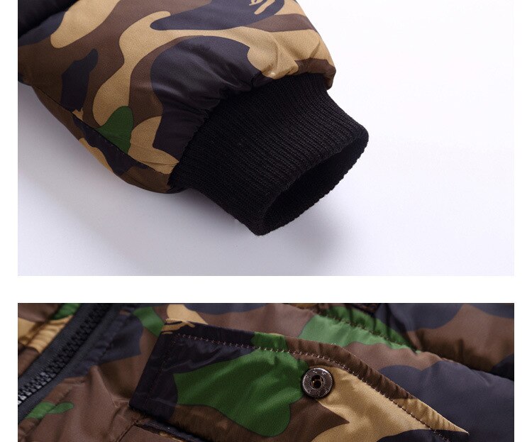 Kids Sneeuw Overalls Winter Snowsuit Lange Mouwen Met Grote Bont Hoodies Print Lange Stijl Kids Sneeuw Jassen Peuter Jongen kleding