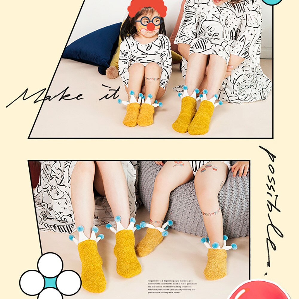 Chaussettes unisexe pour bébés garçons et filles | Chaussettes de princesse, couleur corail, velours et choc, pour le sommeil , de noël