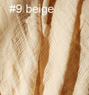 100cm*130cm rand linne crepe tyg skrynkligt bomullsmaterial för gardiner halsduk klänning: Färg 9 beige